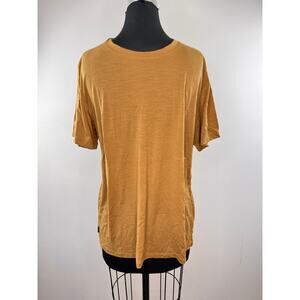 Icebreaker Orange Brown Wool Layer T-Shirt Wool Crew Neck Pullover Size L Large
